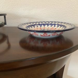 Polish pottery pasta bowl Maple leaf